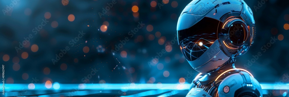Futuristic Robot Head with Glowing Lights. Futuristic Robot Head with Glowing Lights.