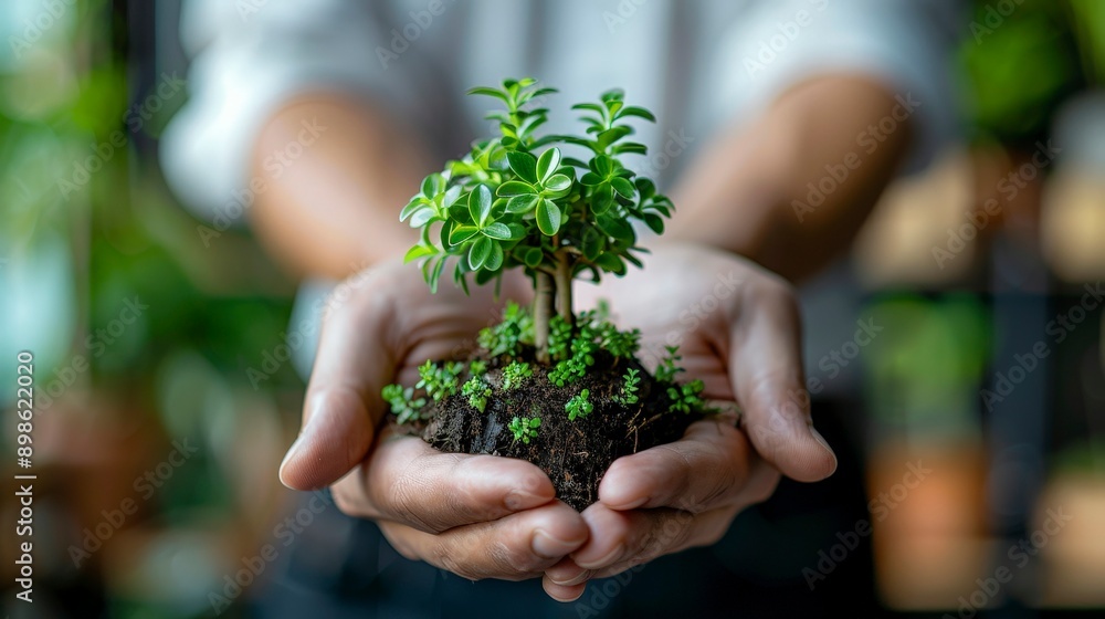 Hands Holding Small Plant. Hands Holding Small Plant.