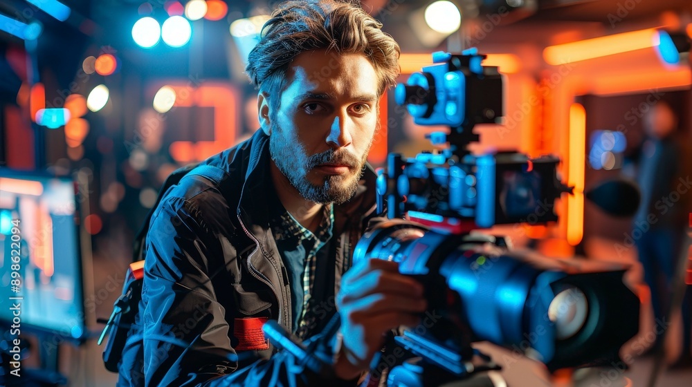 Cameraman Filming on Set. Cameraman Filming on Set.