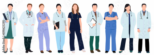 Group of Doctors and Nurses. Realistic Medical staff and medical team character. 