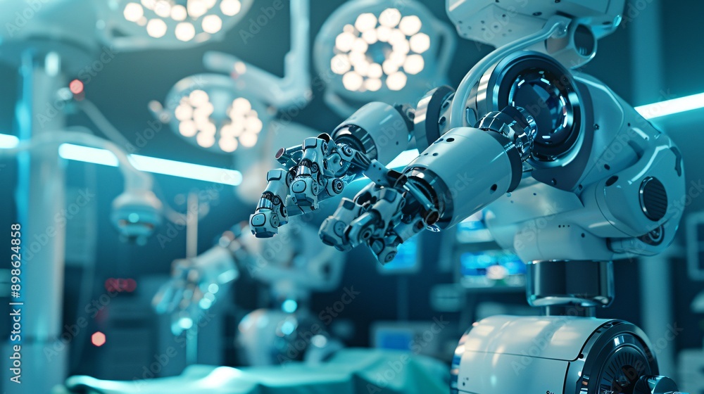 AI and robotic automation in healthcare sector. Modern health and surgical concepts. AI and robotic automation in healthcare sector. Modern health and surgical concepts.