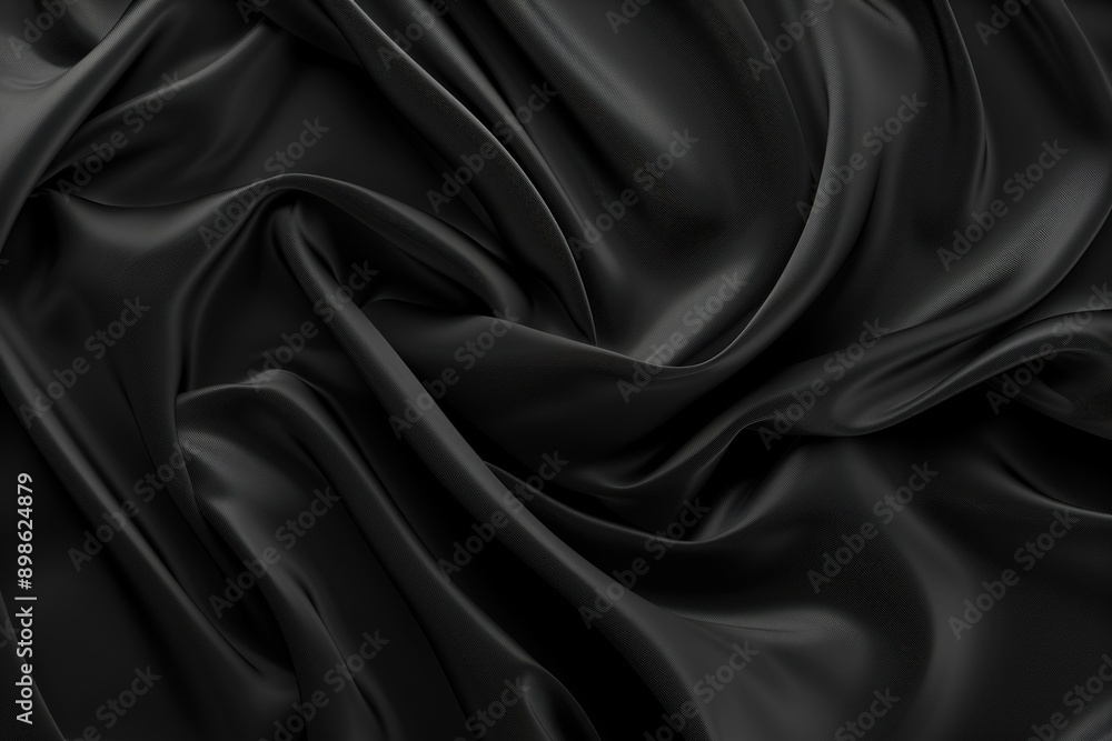 Fototapeta premium Dark patterned wallpaper: abstract background with smooth silk and flowing waves. Contemporary, sleek, and minimalist backdrop design in black and white high definition