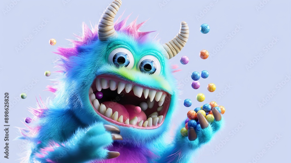 Friendly monster with candy Friendly monster with candy