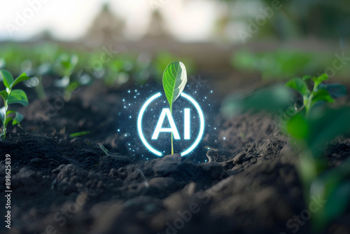 Soil and fertilizer quality improvement, technology and AI to improve soil efficiency, smart soil development and innovation concept, word 
