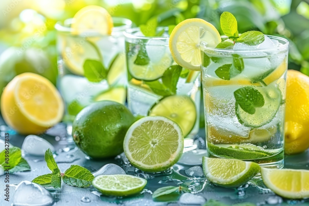Fresh lime and lemon water with mint vibrant and healthy representing freshness and hydration detailed and inviting Fresh lime and lemon water with mint vibrant and healthy representing freshness and hydration detailed and inviting
