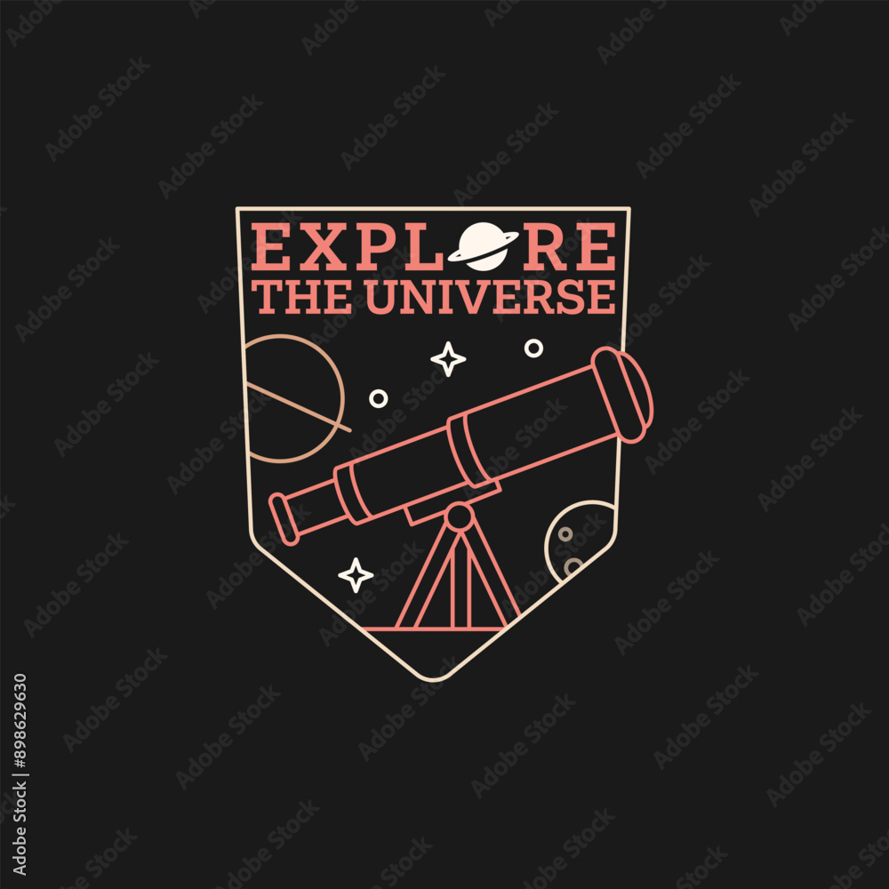 outer space illustration line art label or badge, design is suitable for t shirt, sticker or other printing need outer space illustration line art label or badge, design is suitable for t shirt, sticker or other printing need