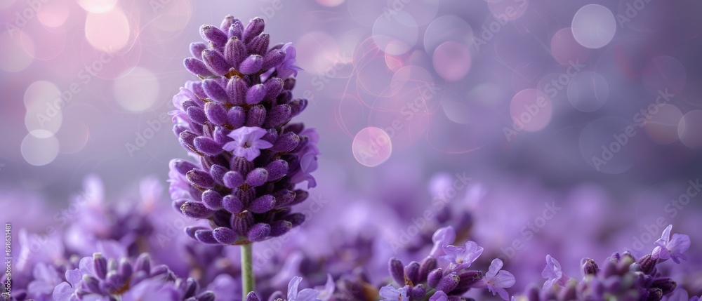 Beautiful Lavender Flower in Bloom with Soft Bokeh Background and Purple Tones Beautiful Lavender Flower in Bloom with Soft Bokeh Background and Purple Tones