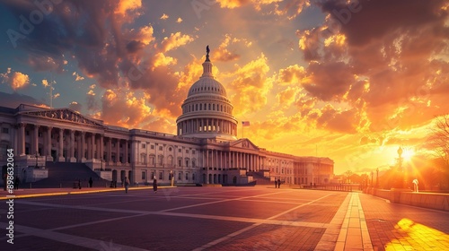 US Capitol building at sunset, Washington DC, USA