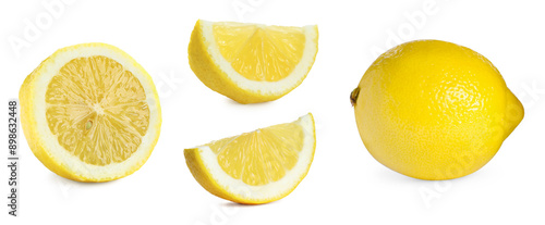 Wallpaper Mural Set of fresh lemons isolated on white Torontodigital.ca