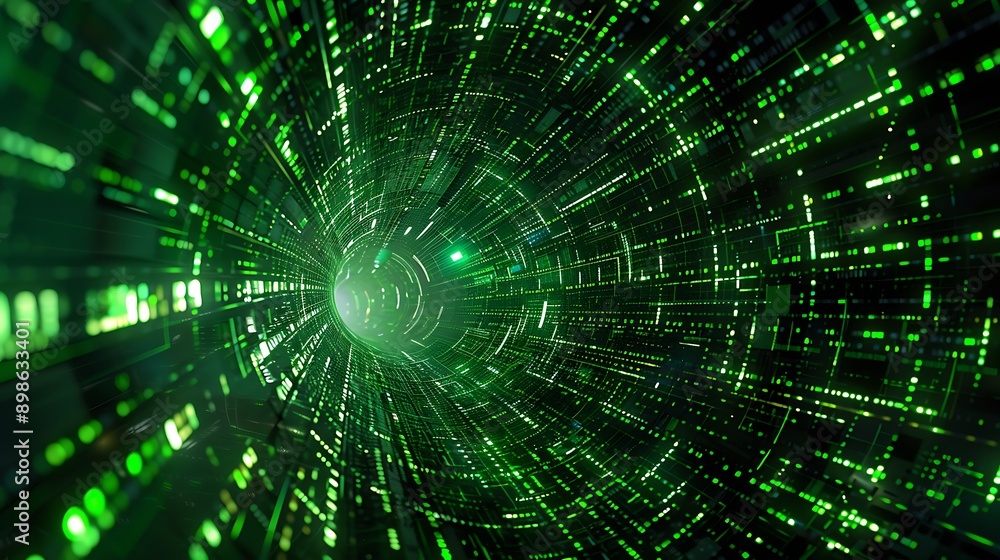 Matrix-Style Digital Rain Forming a Circular Tunnel Matrix-Style Digital Rain Forming a Circular Tunnel