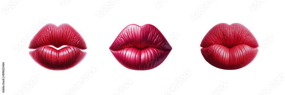Set of Lipstick pink lips, isolated over on transparent white background Set of Lipstick pink lips, isolated over on transparent white background