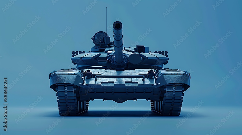 Fototapeta premium Military tank war isolated on a blue background
