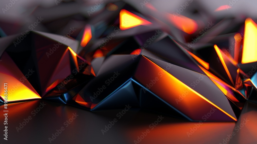 Fototapeta premium Vibrant orange interlocking geometric shapes creating a sense of depth and dimension in abstract background
