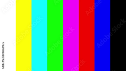 Color bars on a TV monitor without signal. Noisy and distorted. Not working, Distortions and Interferences on the TV screen. Color frame to customize the colors of the TV. 4k color bar.