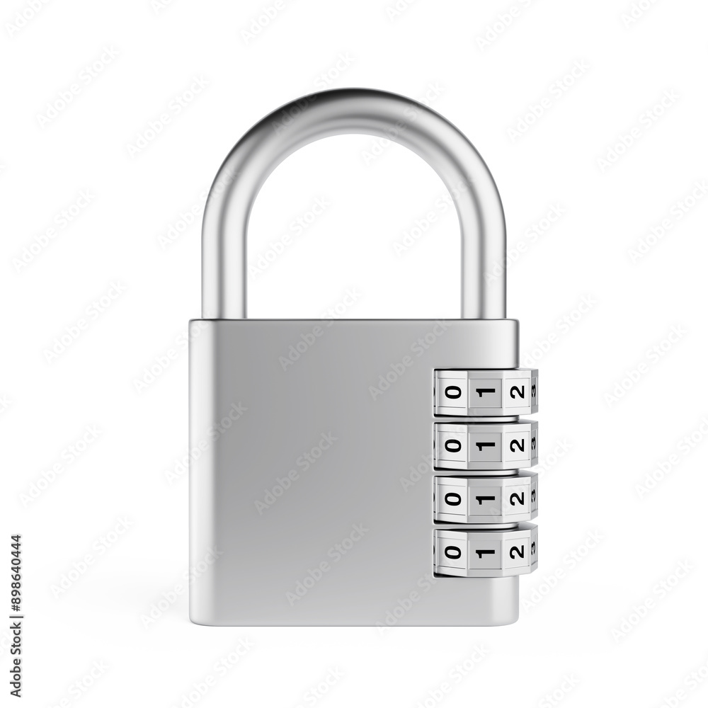 Locked Steel Combination Padlock Closeup. 3d Rendering Locked Steel Combination Padlock Closeup. 3d Rendering