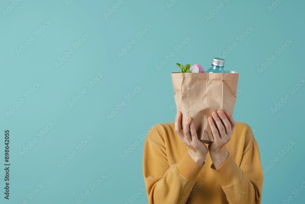 custom made wallpaper toronto digitalPerson Holding Paper Bag in Front of Face