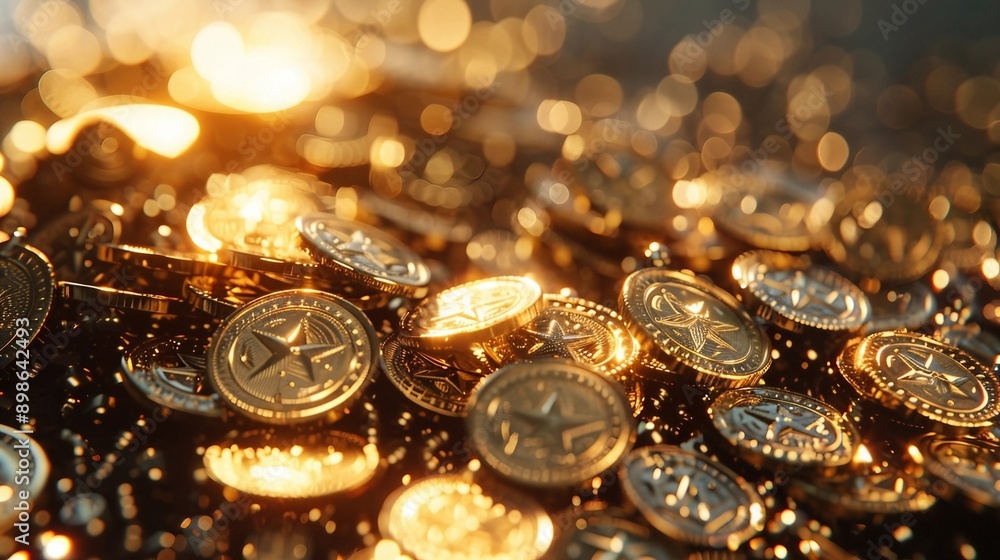 a pile of gold coins sitting on top of a table a pile of gold coins sitting on top of a table