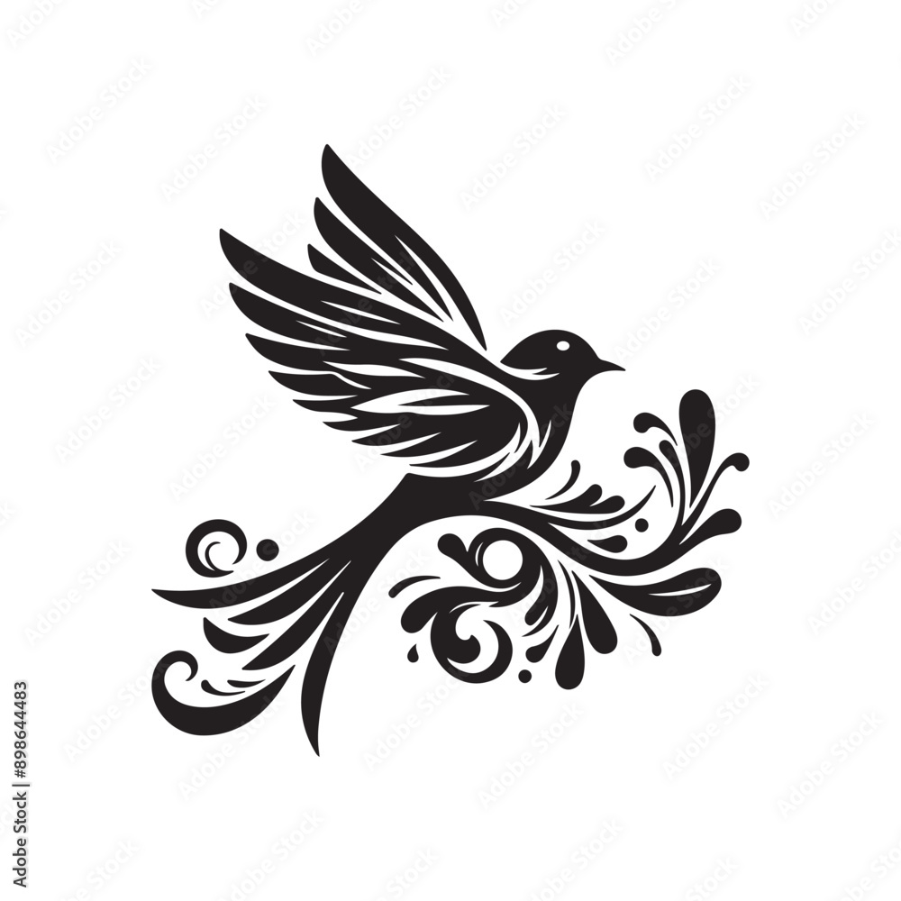 Obraz premium Decorative Birds Logo Iconic Silhouette Vector Style