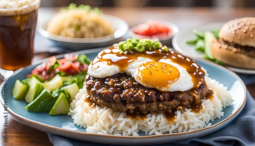 Homemade Hawaiian Loco Moco with Hamburger and Rice
Homemade Hawaiian Loco Moco with Hamburger and Rice