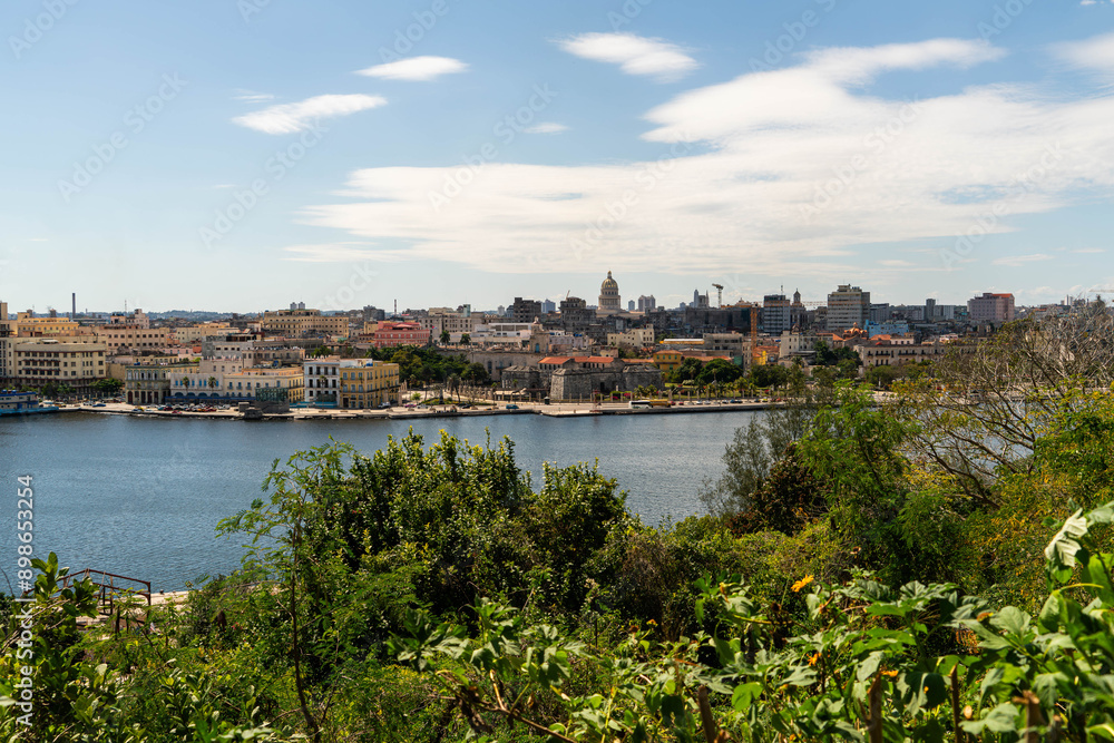 panoramic view of havana city in cuba of old havana downtown and sea port panoramic view of havana city in cuba of old havana downtown and sea port
