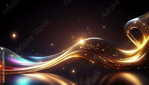 Abstrakcyjne tło ze świetlistą, płynną falą © Monika