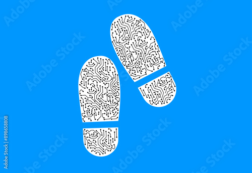 Digital footprint in cyberspace circuit binary illustration