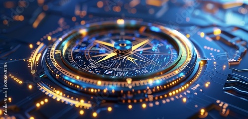 Wallpaper Mural Futuristic compass by AI recalibrates HR strategies in real-time for workforce dynamics. Torontodigital.ca