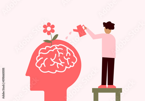 Self care and self growth wellness well being illustration