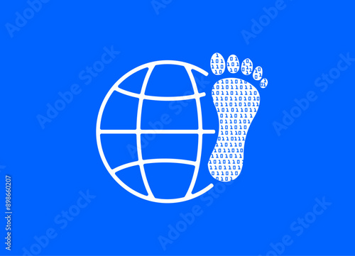 Digital footprint in cyberspace world binary illustration