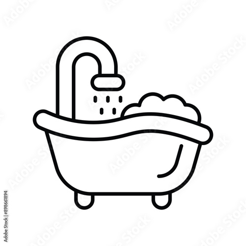 bath tub line icon with white background vector stock illustration
