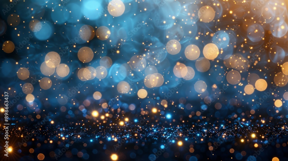 Glimmering Festive Ambiance: Defocused Christmas Light Background with Blurred Bokeh and Blinking Stars Glimmering Festive Ambiance: Defocused Christmas Light Background with Blurred Bokeh and Blinking Stars