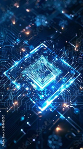 Wallpaper Mural Abstract Digital Circuitry With Glowing Blue Lines Torontodigital.ca