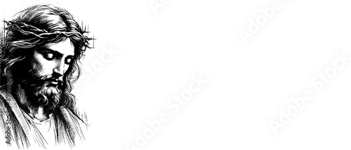 Jesus Christ Sketch with Copy Space
