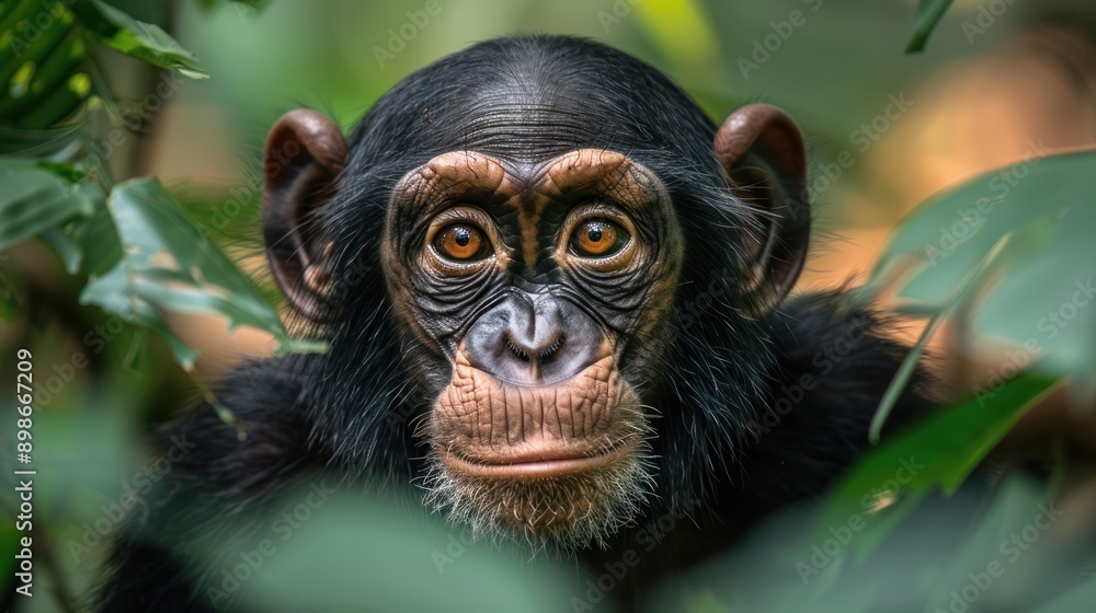 Intense Gaze: Close-up Portrait of a Majestic Chimpanzee Intense Gaze: Close-up Portrait of a Majestic Chimpanzee
