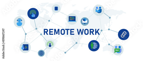 remote work working anywhere icon blue color concept