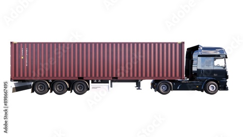 llustration of a container truck with a white background and containers