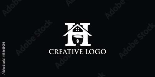 creative H logo with home and coffee concept.vector
