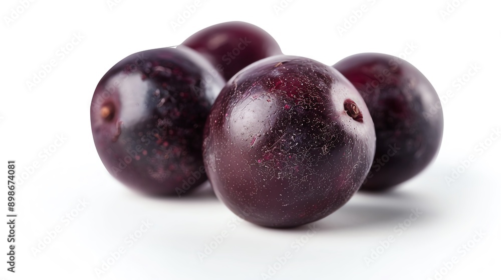 Fresh ripe acai berries isolated on white background. Perfect for healthy eating, organic food concepts, and natural fruit presentations. Fresh ripe acai berries isolated on white background. Perfect for healthy eating, organic food concepts, and natural fruit presentations.