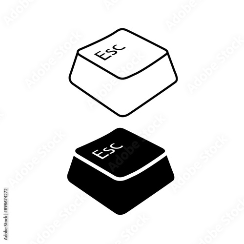Escape key black and white flat vector icon design. Escape key symbol