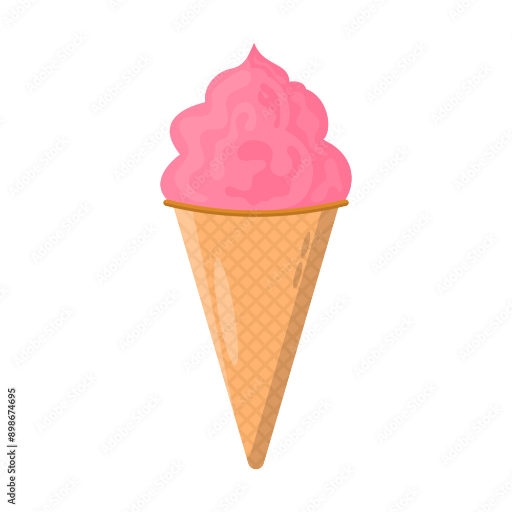 Ice cream. Tasty and delicious strawberry ice cream flat vector illustration Ice cream. Tasty and delicious strawberry ice cream flat vector illustration