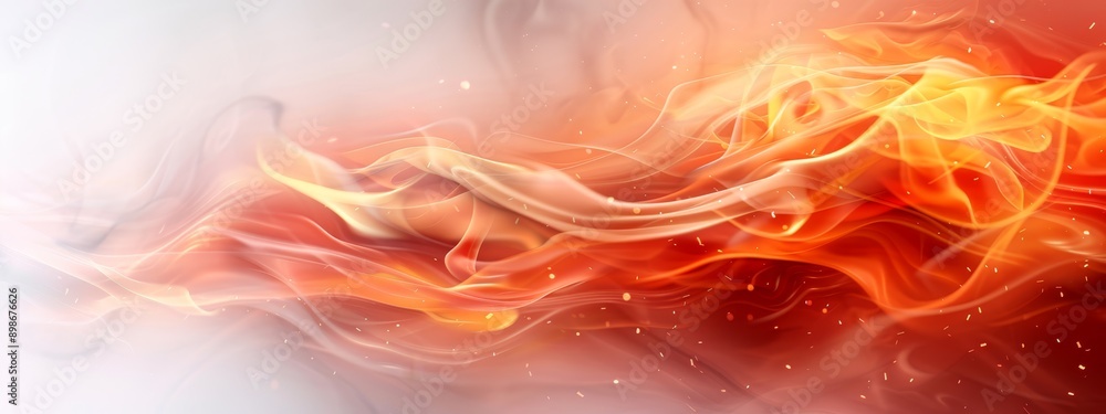 A tight shot of a red-and-yellow fire and ice design against a pristine white and scarlet backdrop Superimposed is a hazy, overlapping depiction A tight shot of a red-and-yellow fire and ice design against a pristine white and scarlet backdrop Superimposed is a hazy, overlapping depiction