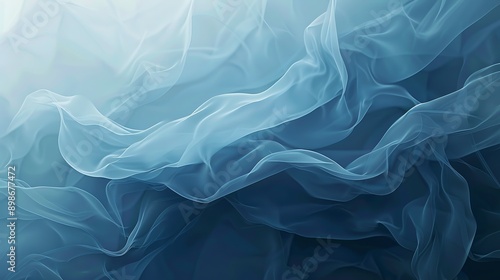 Elegant abstract blue fabric flowing in the air exudes luxury and movement