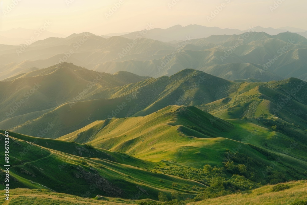 A scenic view of a mountain range with rolling green hills in the distance, ideal for use as a background or landscape image A scenic view of a mountain range with rolling green hills in the distance, ideal for use as a background or landscape image