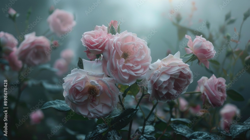 Pale pink roses in the garden Pale pink roses in the garden