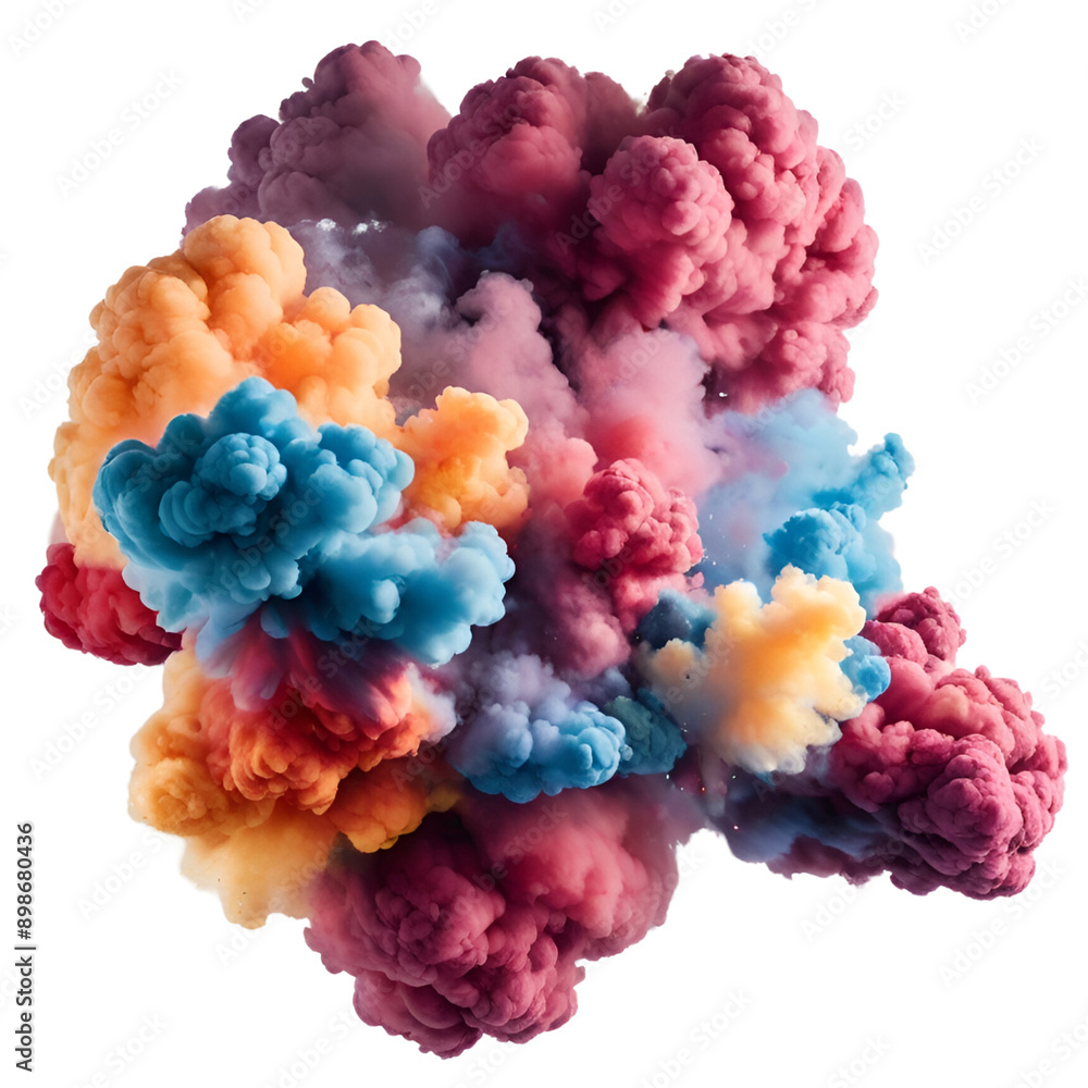 Fototapeta premium multi color smoke explosions and blasts isolated on white background. generated by AI