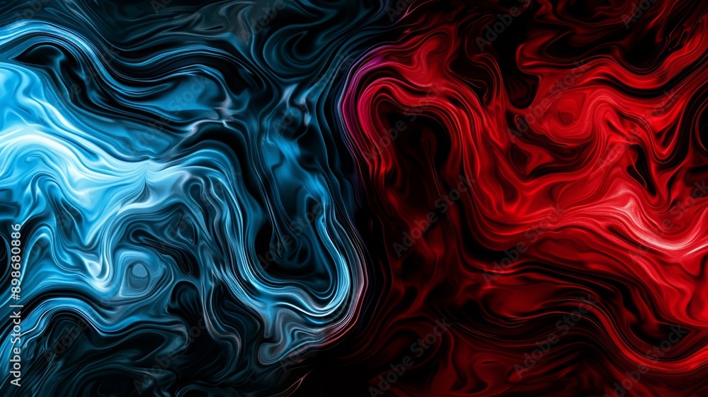 Abstract background with red and blue mixing and swirling together like paint Abstract background with red and blue mixing and swirling together like paint