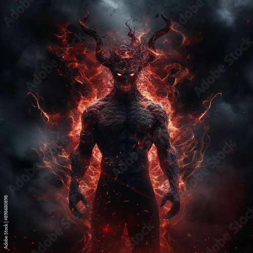 Demon Displaying Cosmic Powers Graphic Illustration