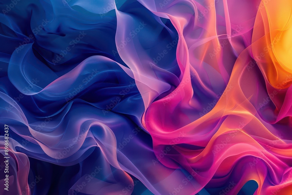 Obraz premium abstract organic background with flowing intertwining shapes in vibrant complementary colors creating sense of movement and depth