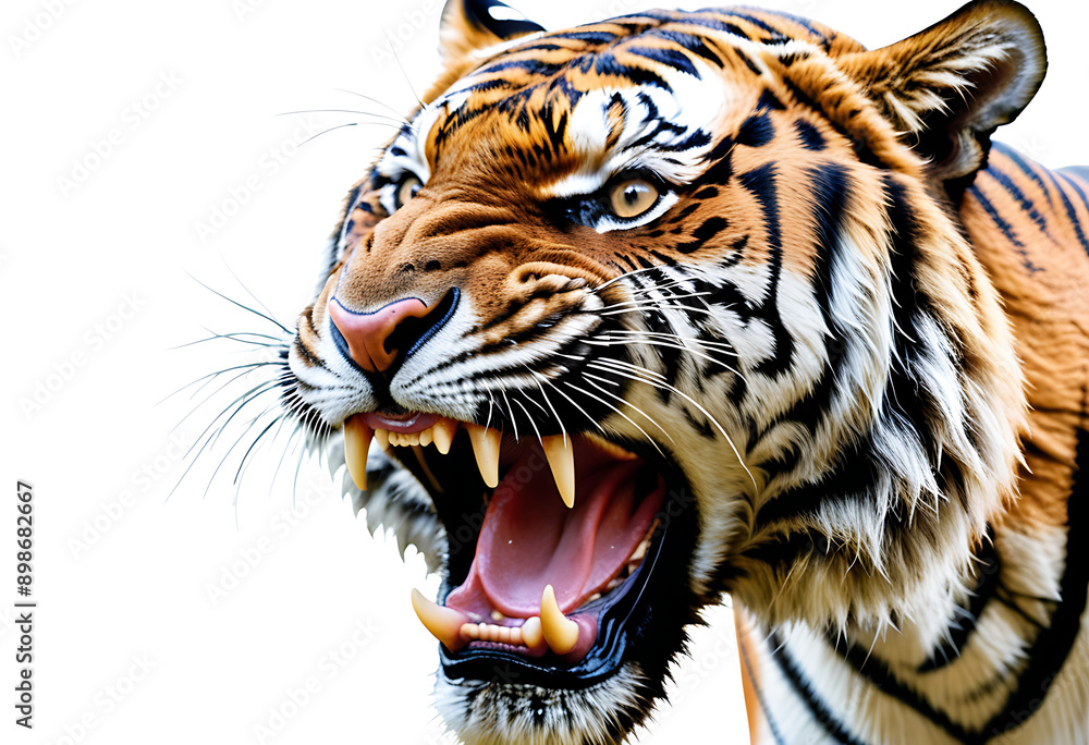 aggressive tiger baring fangs isolated white background high resolution high details vibrant aggressive tiger baring fangs isolated white background high resolution high details vibrant