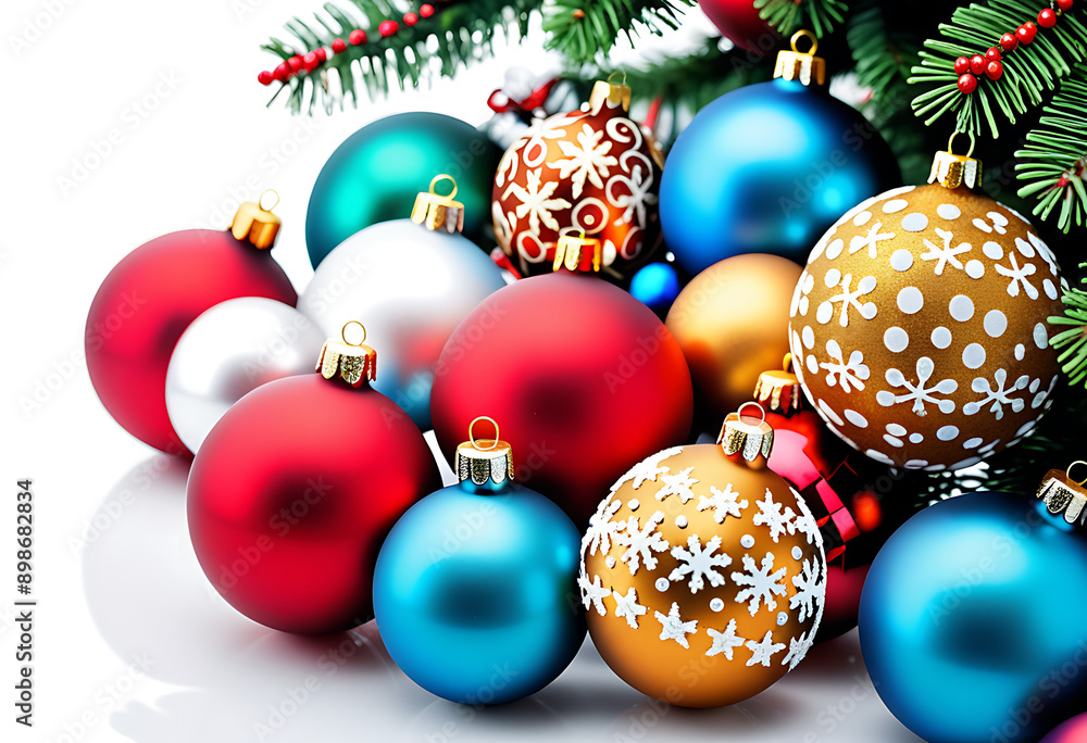 assortment christmas balls white background high resolution high details vibrant assortment christmas balls white background high resolution high details vibrant